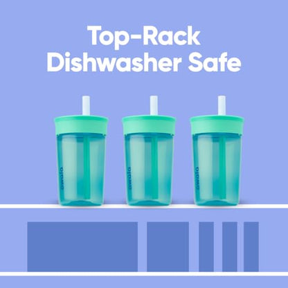 Owala Kids Insulation BPA-Free Plastic Tumbler with Spill Resistant Flexible Straw, Easy to Clean, Kids Water Bottle, Great for Travel, Dishwasher Safe, 15 Oz, Teal and Aqua (The Blues) - color: The Blues, size: 15 Ounces