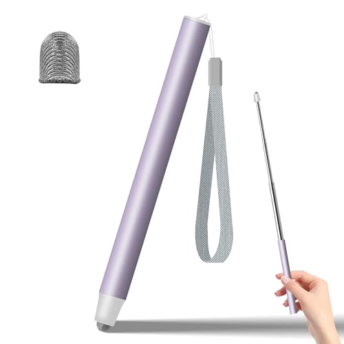 Universal Telescopic Stylus Pen for Touch Screens, Retractable Pointer Stick Stylus with Special Flocking Tip, Extendable High Precision Soft, Equipped with 1 Original Pen Tip (with Lanyard, Purple) - color: Purple