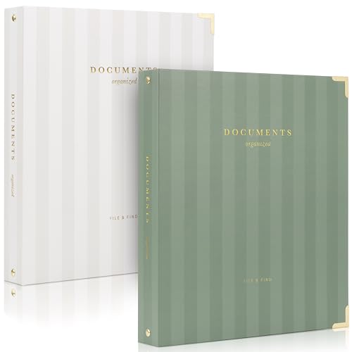 Aesthetic 3 Ring Binder Set of 2 - Sturdy 1 Inch Binder Fits Letter Sized Paper - A Cute Three Hole Ring Holder for Women or Men with Pocket Easily Organizes Your Paperwork for School, Office or Work - color: Beige & Sage