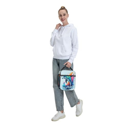 Colorful Dolphin Lunch Bag 10In | Insulated Lunch Box Reusable Tote Bag For Picnic Office For Women Men - color: Style 11