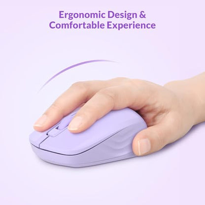 Wireless Keyboard and Mouse Combo - Rii Standard Office PC Keyboard and Optical Wireless Mice (Purple) - color: Purple