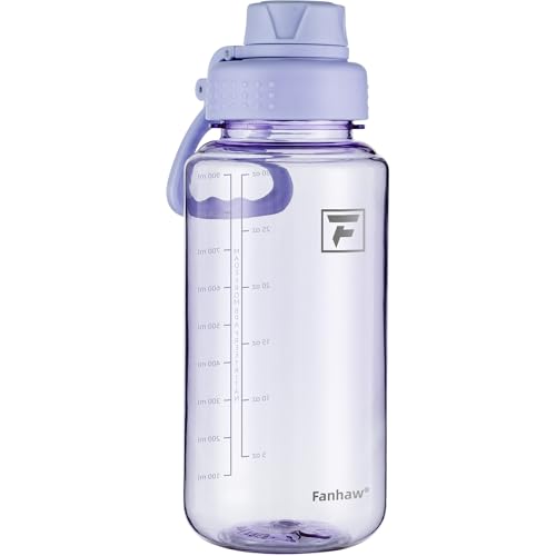 Fanhaw 32 oz Clear BPA-Free Tritan Water Bottle with Fast-Flow Spout Lid, BPA-Free & Leak-Proof Wide-Mouth Reusable Bottle for Gym, School & Office, Back to School Essentials (Amethyst) - color: Amethyst, style: 32 Ounces