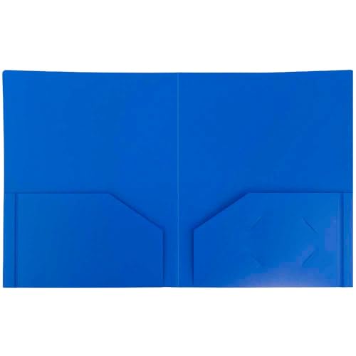 JAM PAPER Heavy Duty Plastic 2 Pocket Extra Tough School Folders - Blue - 3/Pack - color: Blue, size: 3 Per Pack