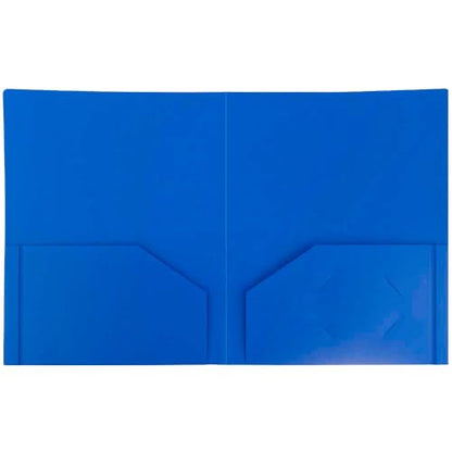 JAM PAPER Heavy Duty Plastic 2 Pocket Extra Tough School Folders - Blue - 3/Pack - color: Blue, size: 3 Per Pack