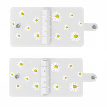 2PCS Mini School Supplies Mini 3 Ring Binder, Translucent PVC Mini Binder for Class Notes(White) - color: White