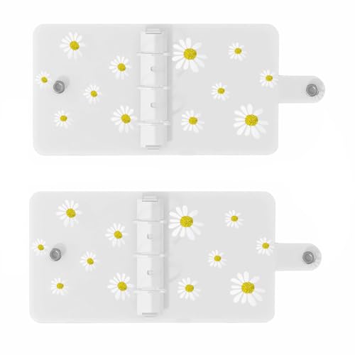 2PCS Mini School Supplies Mini 3 Ring Binder, Translucent PVC Mini Binder for Class Notes(White) - color: White