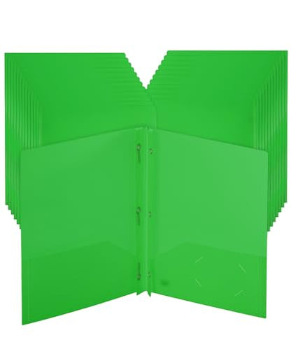 Mr. Pen- Plastic Folders with Pockets and Prongs, 24 Pack, Letter Size | Green, Flexible Plastic Folders with Prongs - color: Green, size: 24 Pack