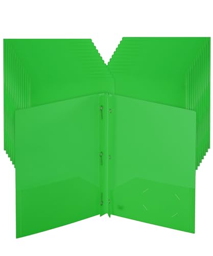 Mr. Pen- Plastic Folders with Pockets and Prongs, 24 Pack, Letter Size | Green, Flexible Plastic Folders with Prongs - color: Green, size: 24 Pack