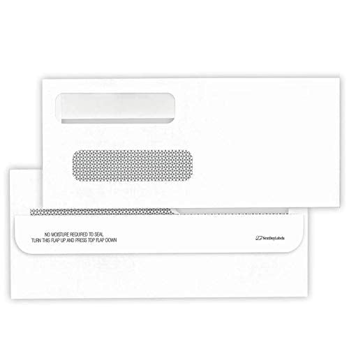 NextDayLabels #8 Double Window Check Envelopes - 100 Pack Ready-Seal Business Envelopes with Security Tint - Self-Sealing Envelopes with Window for Laser Printed Checks - Made in USA - size: #8 Envelope-100 Pack