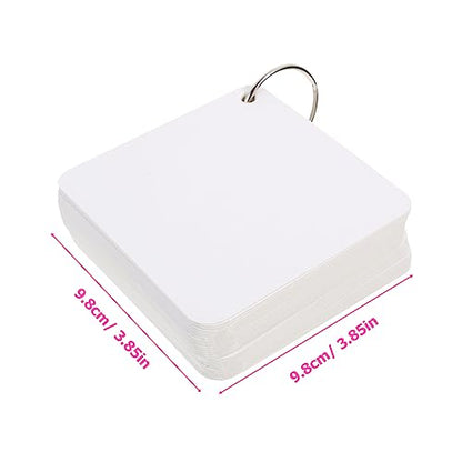200pcs Blank Flash Cards Index Notecards Metal Binder Ring for Home School Classroom Boys and Girls - size: 9.8X9.8X0.01CM