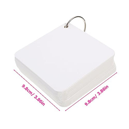 200 Blank Flash Cards with Metal Binder Rings Pre Hole Punched Index Notecards for Studying DIY Note Pads for Home and Office