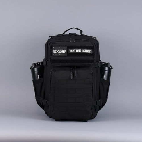 WOLFpak 45L Athletic Gym Backpack - Durable 1000D Waterproof Oxford Material with MOLLE Webbing, Laptop Pocket - color: Alpha Black