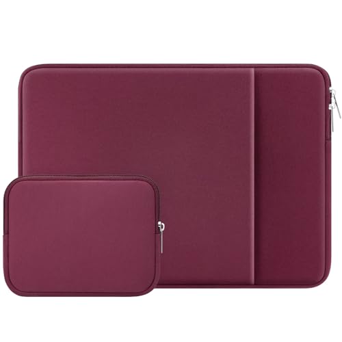 RAINYEAR 13 Inch Laptop Sleeve Compatible with 13.3" MacBook Air/Pro M1 M2 M3 M4 M5 A3449 A3240 A3113 A2681 A2338 Case Cover Bag with Front Pocket Accessories Pouch (Red) - color: Red, size: 13"