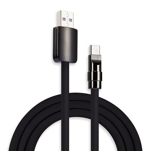 chubbycable Black Chubby Black Samurai Edition 120W USB C Cable Fast Charging Cable Durable Silicone Charger Cord Compatible with iPhone 17-15 Series iPad MacBook Airpods, USB A to Type C, 0.82FT - color: Metallic Glossy Black, size: 0.82ft(0.25m), style: