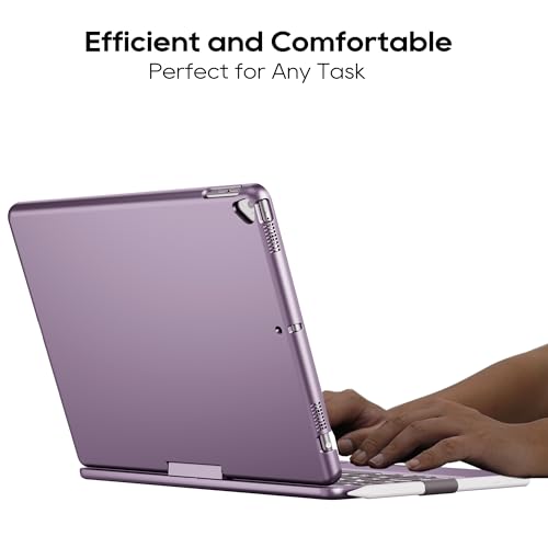 edaiser Swivel Keyboard Case iPad 10.2" (9th 8th 7th), Air 3rd Gen Purple | 360 Degree Rotatable Protective Cover with Pencil Holder | Multi-Touch Trackpad, RGB Backlit | Flexible Adjustable View Angle - color: Metallic Purple, size: iPad 10.2"(9th-7th)&