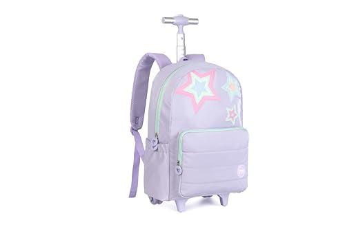 Purple Kids Rolling Backpacks for Girls 8-12 (STARS PURPLE) - color: Starts Purple
