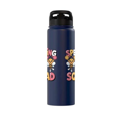Spelling Squad Teacher Student Coach Classroom Stainless Steel Insulated Water Bottle - color: Navy Blue