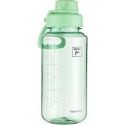 Fanhaw 32 oz Clear BPA-Free Tritan Water Bottle with Fast-Flow Spout Lid, BPA-Free & Leak-Proof Wide-Mouth Reusable Bottle for Gym, School & Office, Back to School Essentials (Glow Green) - color: Glow Green, style: 32 Ounces