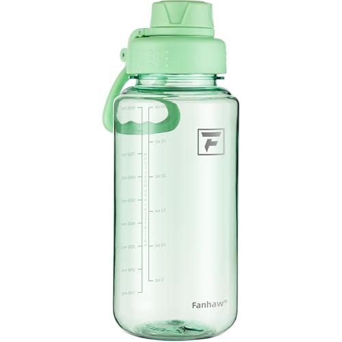 Fanhaw 32 oz Clear BPA-Free Tritan Water Bottle with Fast-Flow Spout Lid, BPA-Free & Leak-Proof Wide-Mouth Reusable Bottle for Gym, School & Office, Back to School Essentials (Glow Green) - color: Glow Green, style: 32 Ounces