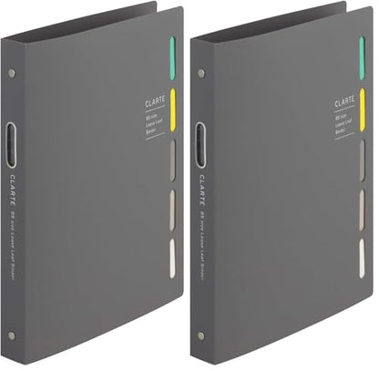 Maruman CLARTE B5 Size 26-Ring Binder, 5 Index Window Cover, with 5-tab dividers + 10 Loose Leaf Papers + 1 Clear Pocket, Gray, 1 EA (F311-11) (Pack of 2) - color: Gray, size: B5 (Pack of 2)