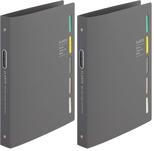 Maruman CLARTE B5 Size 26-Ring Binder, 5 Index Window Cover, with 5-tab dividers + 10 Loose Leaf Papers + 1 Clear Pocket, Gray, 1 EA (F311-11) (Pack of 2) - color: Gray, size: B5 (Pack of 2)