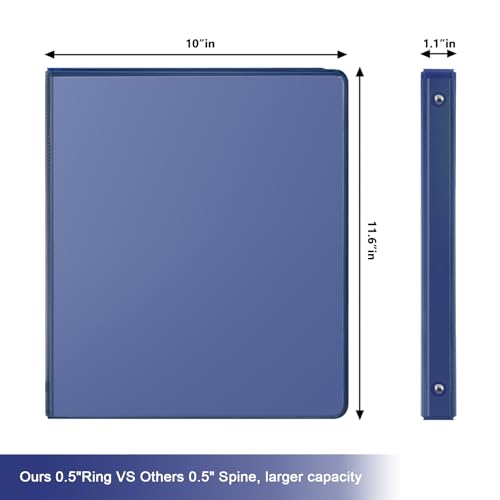COMIX 3 Ring Binder 1/2 inch with Clear View Cover, 0.5" View Binder Holds 100 Sheets of US Letter Size Paper, 6 Pack (Dark Blue) - color: Blue, size: 0.5 inch, style: 6-Pack