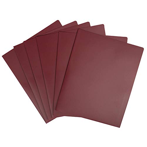 JAM PAPER Heavy Duty Plastic 2 Pocket Extra Tough School Folders - Burgundy - 6/Pack - color: Burgundy, size: 6 Per Pack