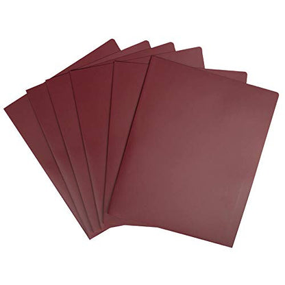 JAM PAPER Heavy Duty Plastic 2 Pocket Extra Tough School Folders - Burgundy - 6/Pack - color: Burgundy, size: 6 Per Pack