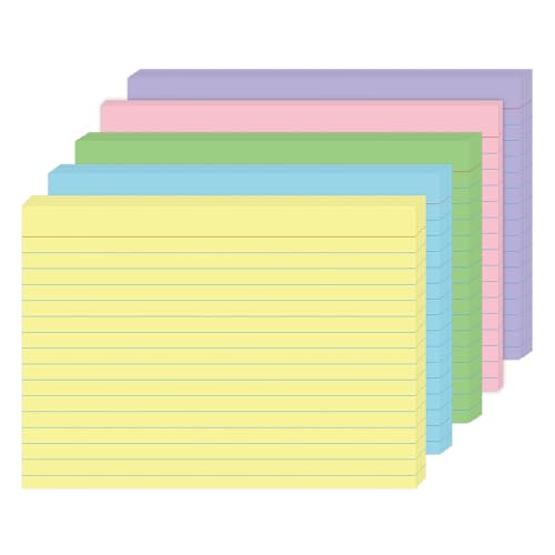 5x7 Colored Note Cards - 50 Pcs Large Heavy Duty 250gsm Lined Flashcards - Jumbo Assorted Index Cards for Recipe Cards, Home Office Filing & Presentation Prompts - Thick Paper - color: Colored - 50 Pack
