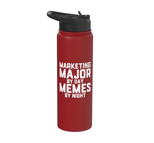 Marketing Major By Day Memes By Night Marketer Joke Student Stainless Steel Insulated Water Bottle - color: Red