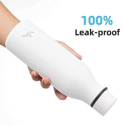 Konokyo Insulated Water Bottle with Strap,18 oz Double Wall Stainless Steel Vacuum Bottles Metal Water Flask,White - color: White, size: 18 Ounces