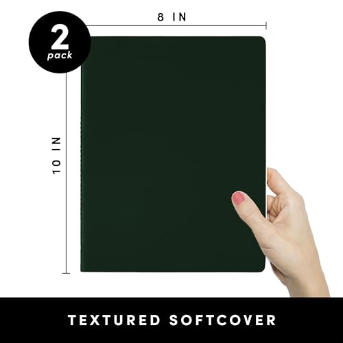 PAPERAGE Soft Cover Blank Journal Notebook, 2 Pack, (Dark Green), 100 Pages, Large 7.5 inches x 9.5 inches, Ideal for Sketch Book, Note Taking & Travel Journal - color: Dark Green, style: Plain 100pgs (2 Pack)