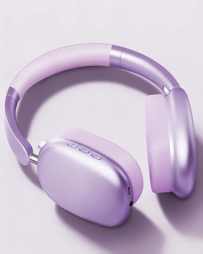 Wentronic Y01 Wireless Noise Canceling Headphones Bluetooth 5.3 Over Ear Headphones with Microphone, Hi-Res Audio, 48H Playtime, Foldable Comfortable Earpads,Compatible with iOS,Android,PC, Purple - color: Purple