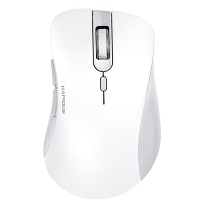 RAPIQUE Wireless Mouse - Dual Bluetooth & 2.4 GHz USB Receiver, Ergonomic Design, Quiet Clicks, Low Power - Multi-Device Compatibility for Laptop, Computer, iPad, MacBook, Chromebook (White and Grey) - color: White and Grey