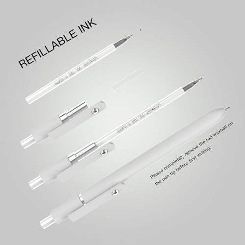 Retractable Gel Pens,0.5mm Fine Point Tip Black Ink with Grip Smooth Writing for Journaling Note Taking office Supplies,stationary for women & men(10 Pcs Black Ink-White shaft pens) - style: 10 Pcs Black Ink-White shaft pens