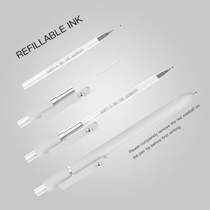 Retractable Gel Pens,0.5mm Fine Point Tip Black Ink with Grip Smooth Writing for Journaling Note Taking office Supplies,stationary for women & men(10 Pcs Black Ink-White shaft pens) - style: 10 Pcs Black Ink-White shaft pens