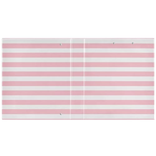 3 Ring Binder 1.5 Inch Binders Pink and White Striped Binder Organizer Fashion View Binder with 2 Pockets for Home Office Supplies - color: Pink and White Striped