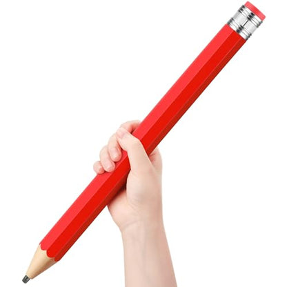 16 Inch Wooden Large Jumbo Pencils Giant Big Funny Wood Pencil with Cap and Eraser Fun Novelty Gifts for Kids School Kindergarten Home Office Prop Supplies(Red) - color: Red