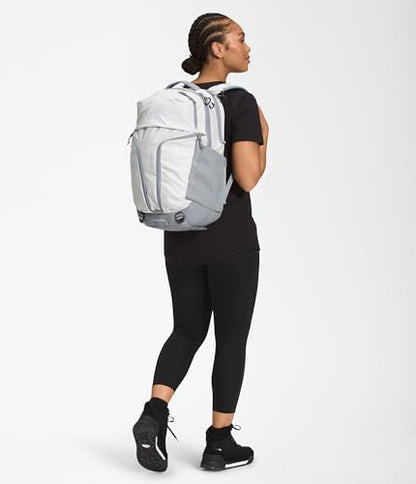 The North Face Women's Surge Commuter Laptop Backpack - Everyday Travel Bag, Laptop Sleeve, Water-Repellent, TNF White Metallic Mélange/Mid Grey-NPF, One Size - color: Tnf White Metallic Mélange/Mid Grey-npf