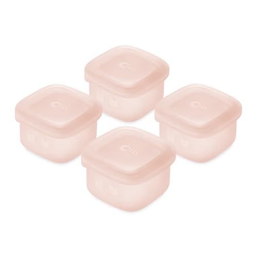 Olababy Clear Sense Silicone Storage Containers 4pk for Baby Food, Snacks, Formula, Puree, Sauce & More | Micro Plastic & BPA-Free | Daycare Essentials for Toddlers and Kids (Coral, 2 oz / 60 ml) - color: Coral, size: 2 oz