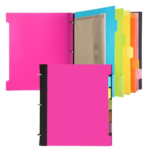 Pivotable Refillable Notebook, 3 Ring Binder Notebooks 1 Inch, Notebook with Dividers and Pockets, Folder Notebook, Flexible Binder, Soft Binders 3 Ring, Foldable Binder- Pink - color: 1 Pcs Pink