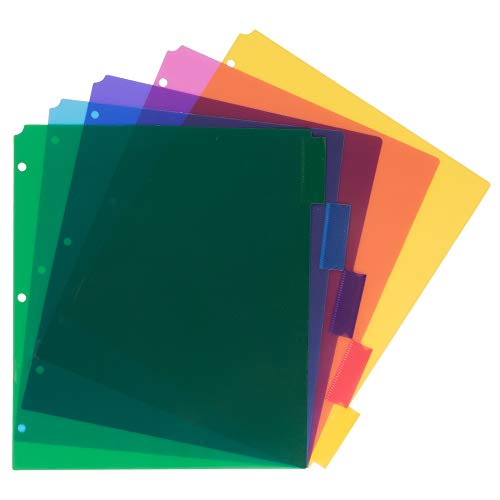JAM PAPER Plastic Index 5-Tab Dividers - 9 3/4 x 11 1/2 - Assorted Multi-Color - 2 Packs of 5 Tabs/Set - color: Pack of 2, size: 5-Tab without Pockets - Multi-Color