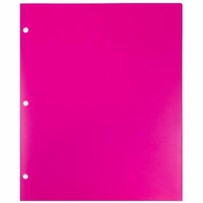 JAM PAPER Heavy Duty Plastic 3 Hole Punch Pocket Folders - Extra Tough School Folders - Fuchsia Hot Pink - Bulk 144/Box - color: Fuchsia, size: 144 Per Pack