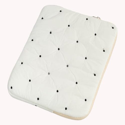 13 Inch Laptop Sleeve, Slim Polka Dot Laptop Case with Zipper, Portable Protective Sleeve for Notebook for Women Men - color: Black-Dot