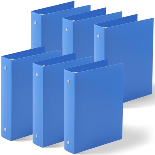 Henoyso 6 Pcs 1.5 Inch Mini 3 Ring Binders Fits 5.5 x 8.5 Paper, Holds(Capacity 280 Sheets), Plastic Flexible Three Round Rings Small Blue A5 Binders Bulk for School, Office Use, Photo Album - color: Blue, size: 1.5 Inch