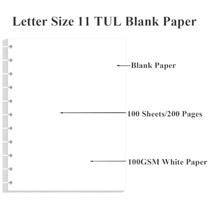 (3-Pack) Letter Size Blank Refill Paper, 11-Disc Discbound Blank Paper, 300Sheets / 600Pages TUL Blank Filler, 100gsm, White, 8.5'' x 11'' - style: 11-Disc/Letter Size