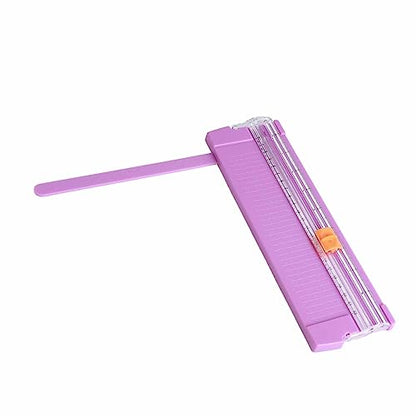 Paper Cutter Efficient Light Duty Mini Folding Trimmer Clear Scale for Scrapbook Supplies Craft Paper Trimmer for Cardstock, 5 Color Options (Purple) - color: Purple