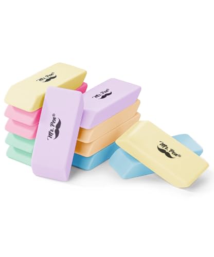 Mr. Pen- Pencil Eraser, 12 Pack, Pastel Colors | Large Latex Free Block Erasers for School, Office, Art Sketching, Homework, Exams, Clean Smudge-Free Correction - color: Pastel, size: 12 Pack