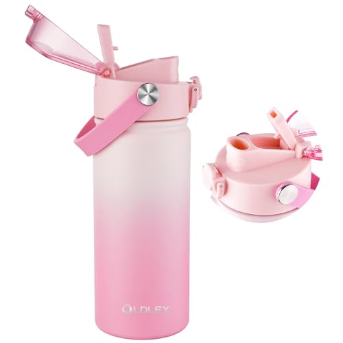 OLDLEY 18oz Insulated Water Bottle with 2-in-1 Straw & Chug Lid, Leakproof Stainless Steel Bottle, Cup Holder Friendly Vacuum Water Bottle for Travel, and School,Blush Ombre - color: Blush Ombre