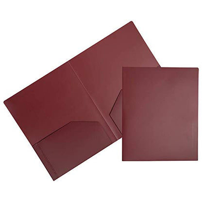 JAM PAPER Heavy Duty Plastic 2 Pocket Extra Tough School Folders - Burgundy - 6/Pack - color: Burgundy, size: 6 Per Pack